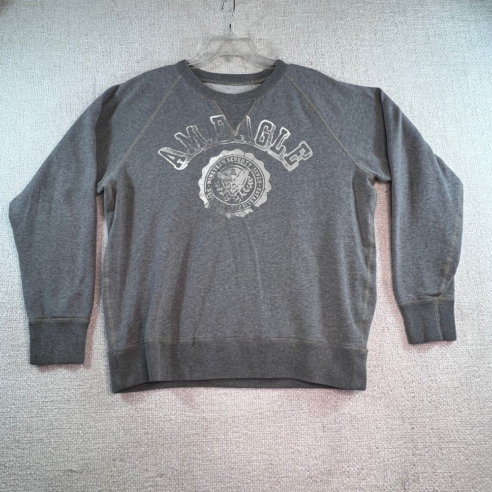 American Eagle Vintage Fit Sweatshirt Men's Large‎ Gray Crewneck Graphic